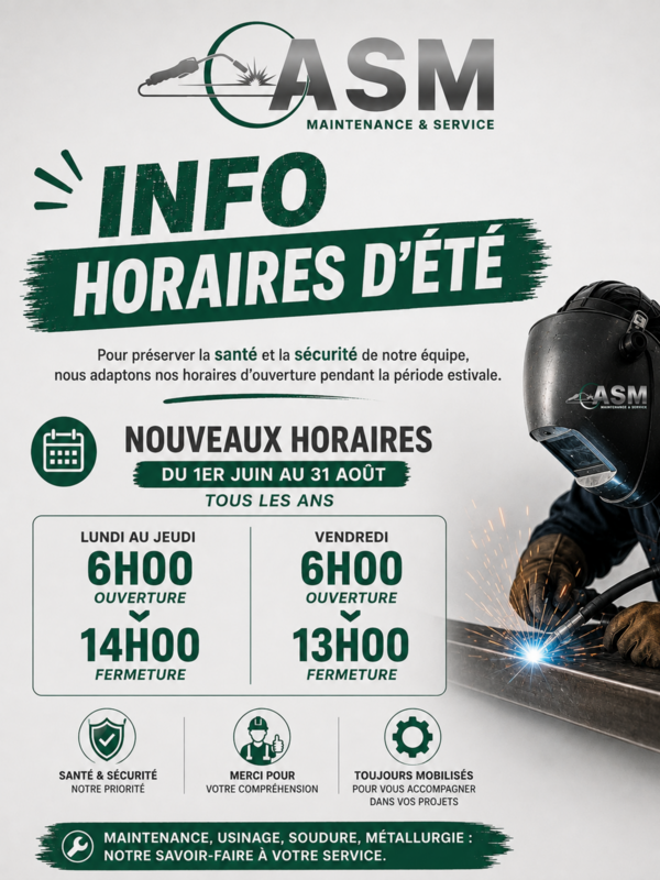 Horaires d'été chez ASM